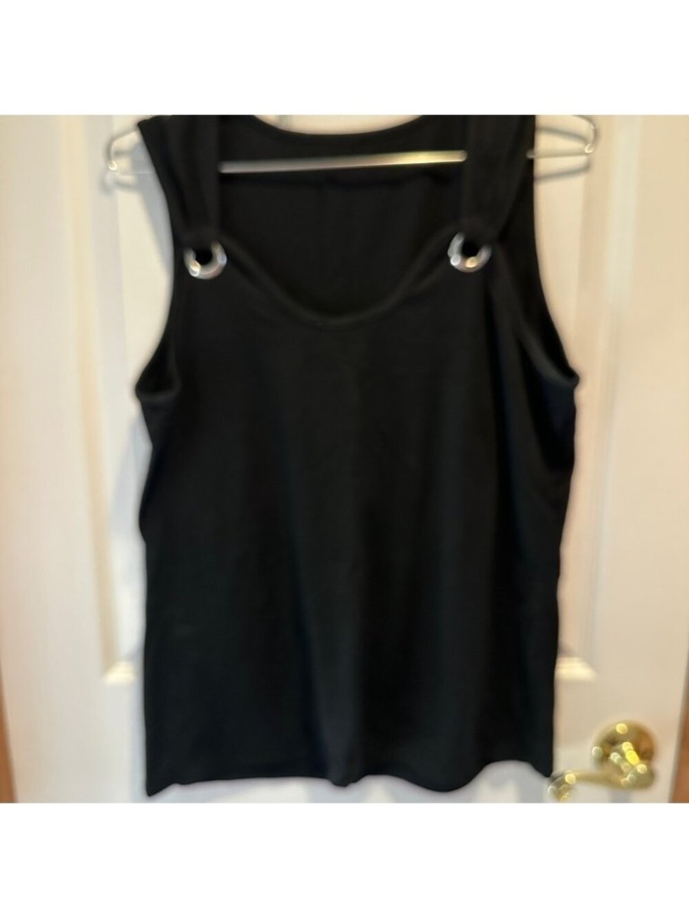Black Sleeveless Top with Ring Accents